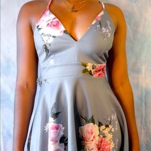 Grey Floral Summer Dress